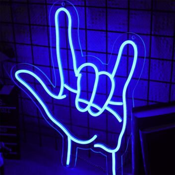 Rock Hand Gesture Neon Sign for Music Lovers