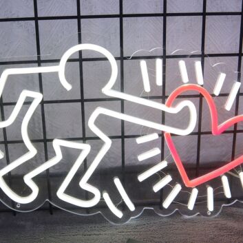 Radiant Glow Heart By Keith Haring Neon Sign for Artistic and Bold Spaces