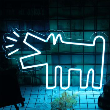 Keith Haring's Barking Dog Neon Sign for Artistic and Whimsical Spaces