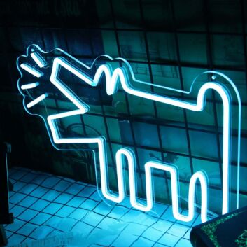Keith Haring&#039;s Barking Dog Neon Sign for Artistic and Whimsical Spaces