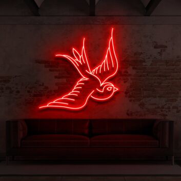 Swallow For Tattoo Studio Neon Sign for Edgy and Artistic Spaces