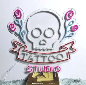 Tattoo Studio Skull LED Neon Sign