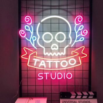 Tattoo Studio Skull LED Neon Sign