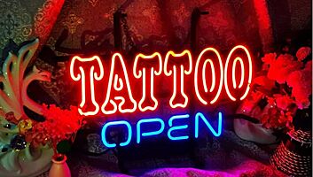 Tattoo Open Metal Frame Neon Sign for Tattoo Studios