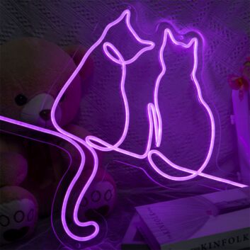 Couple Cats Neon Sign for Animal Lovers and Whimsical Spaces