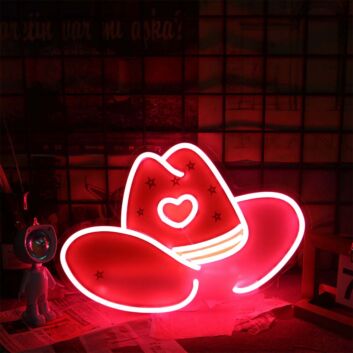 Cowboy Hat Neon Sign for Western and Rustic Decor
