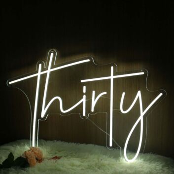 Thirty Neon LED Sign for Birthday and Celebratory Spaces