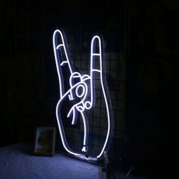 Rock Never Die Gesture LED Neon Sign for Music Lovers