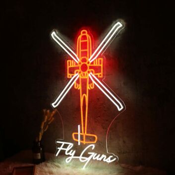 Helicopter By Fly Guns Neon Sign for Aviation Enthusiasts