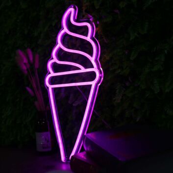 Ice Cream Cone Purple Neon Sign for Sweet and Fun Spaces