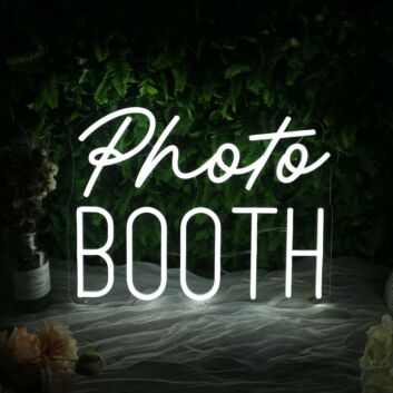 Photo Booth White Neon Sign for Event and Party Spaces