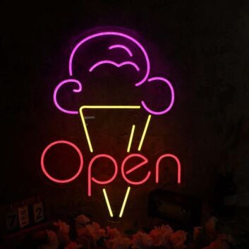 Ice Cream Open Neon Sign for Sweet and Fun Spaces