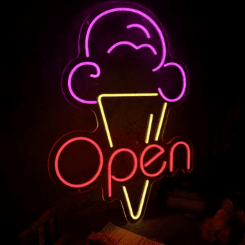 Ice Cream Open Neon Sign for Sweet and Fun Spaces