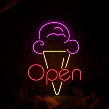 Ice Cream Open Neon Sign for Sweet and Fun Spaces