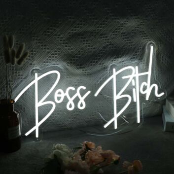 Boss Bitch White Neon Sign for Empowering and Bold Spaces