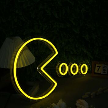 Pac Man Custom Yellow Neon Sign for Retro and Gaming Fans