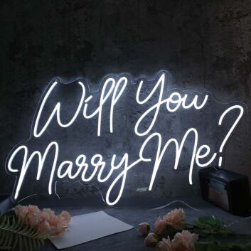 Will You Marry Me White Custom Neon Sign for Engagement and Celebratory Spaces