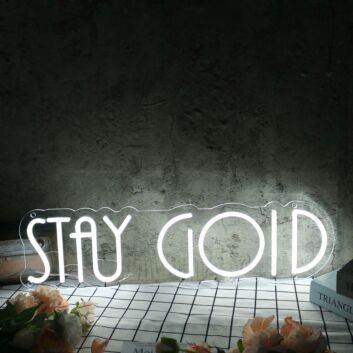 Stay Gold White Neon Sign for Inspirational and Positive Spaces