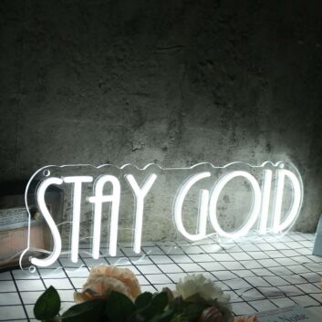 Stay Gold White Neon Sign for Inspirational and Positive Spaces