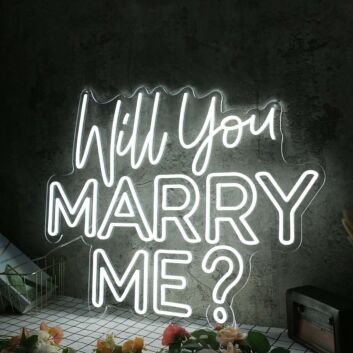 Will You Marry Me White Wedding Neon Sign for Engagement and Wedding Decor