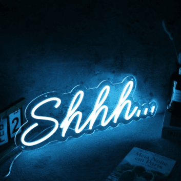 Shhh Blue Neon Sign for Quiet and Relaxation Spaces