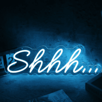 Shhh Blue Neon Sign for Quiet and Relaxation Spaces