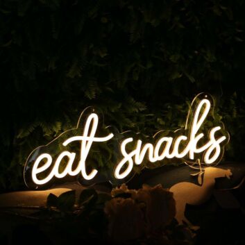 Eat Snacks Yellow Neon Sign for Food Lovers and Fun Spaces