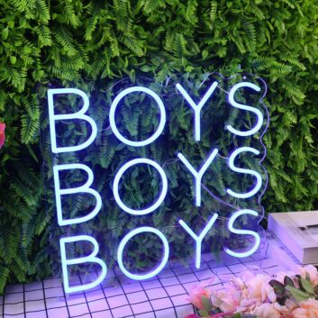 BOYS BOYS BOYS Blue Neon Sign for Fun and Playful Spaces