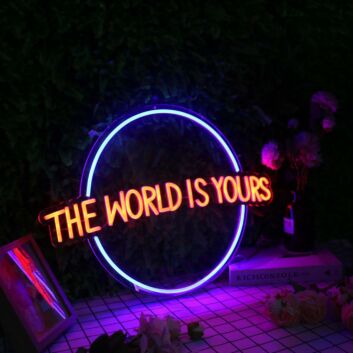 The World Is Yours Orange Neon Sign for Inspirational and Positive Spaces