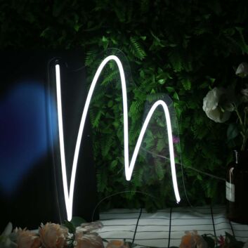 Letter M White Neon Sign for Personalized Decor