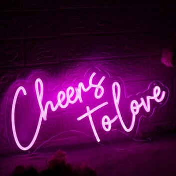 Cheers To Love Pink Neon Sign for Romantic and Celebratory Spaces