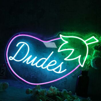 Dudes Eggplant Custom Neon Sign for Fun and Playful Spaces