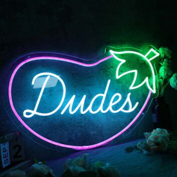 Dudes Eggplant Custom Neon Sign for Fun and Playful Spaces