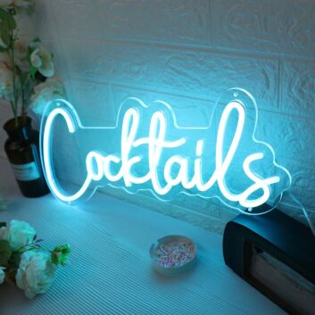 Cocktails Blue Neon Sign for Bars and Social Spaces