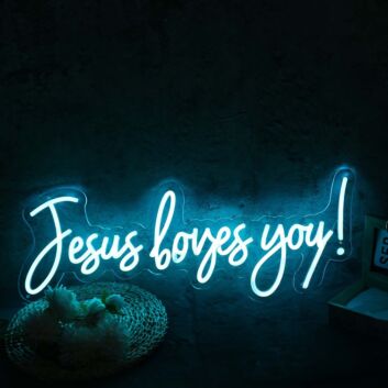 Jesus Loves You Blue Neon Sign for Religious and Spiritual Spaces