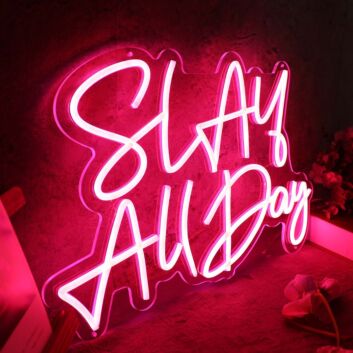 Slay All Day Red LED Custom Neon Sign for Empowering and Bold Spaces