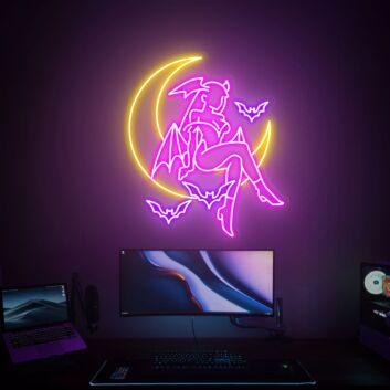 Darkstalkers Morrigan Aensland Art LED Sign Wall Art for Anime and Game Fans