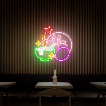 Kirby Ramen LED Neon Sign Kirby Noodles LED Neon Sign Kirby Gift for Anime Fans