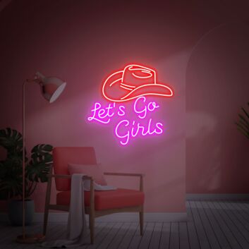 Let's Go Girls Cowboy Hat LED Neon Sign