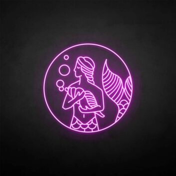 Mermaid in Circle LED Neon Sign