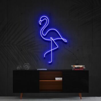 Standing Flamingo Blue Outline LED Neon Sign