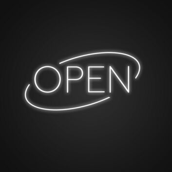 OPEN Speech Bubble White LED Neon Sign