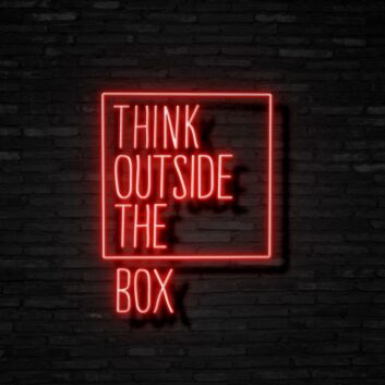 Think Outside The Box Neon Sign for Inspirational and Creative Spaces