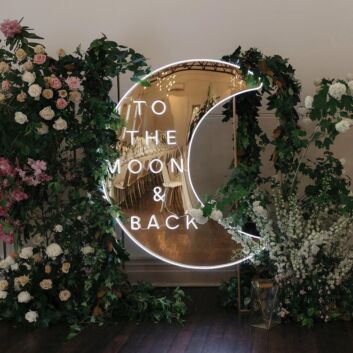 To the Moon and Back Crescent Moon Mirror LED Neon Sign