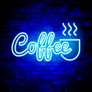 Blue Coffee Cup with Steam LED Neon Sign