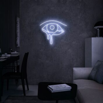 Crying Eye with Tear White LED Neon Sign