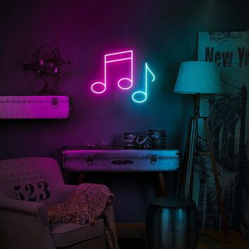 Music Notes Neon Sign for Music Lovers