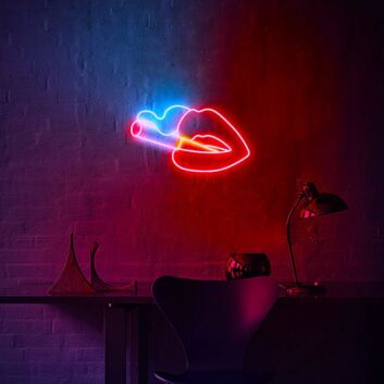 Lips Smoking Neon Sign for Bold and Edgy Spaces