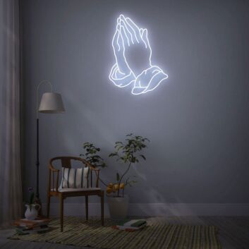 Praying Hands Neon Sign for Spiritual and Peaceful Spaces