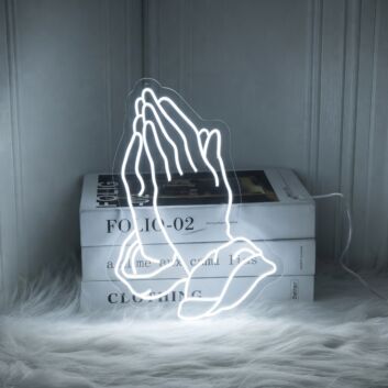 Praying Hands Neon Sign for Spiritual and Peaceful Spaces